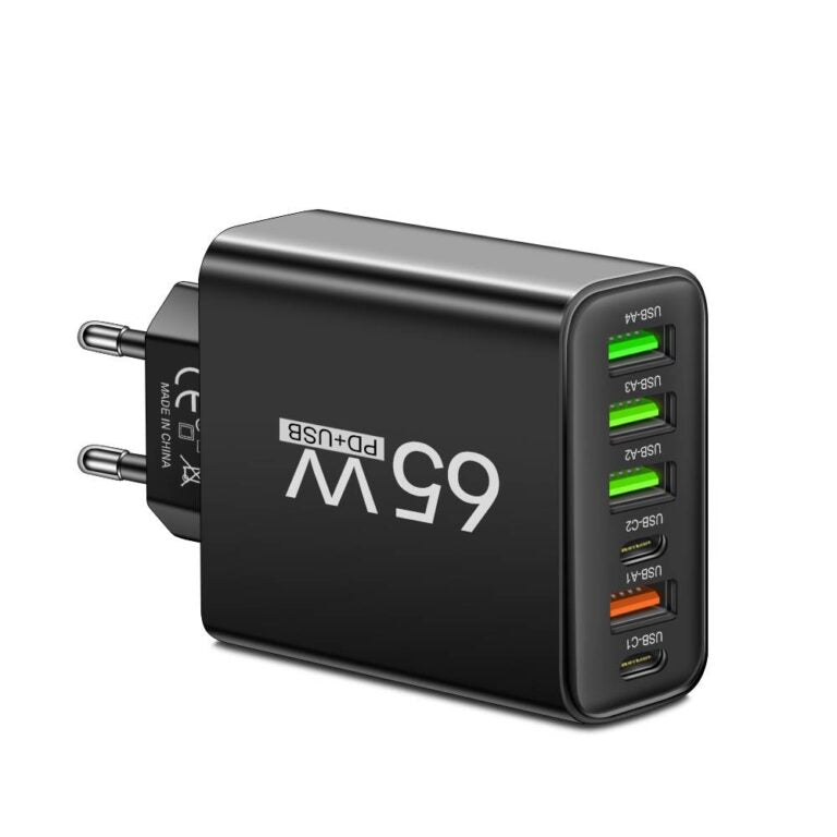 65W USB nabíječka se šesti porty do kanceláře, domácnosti a na cesty