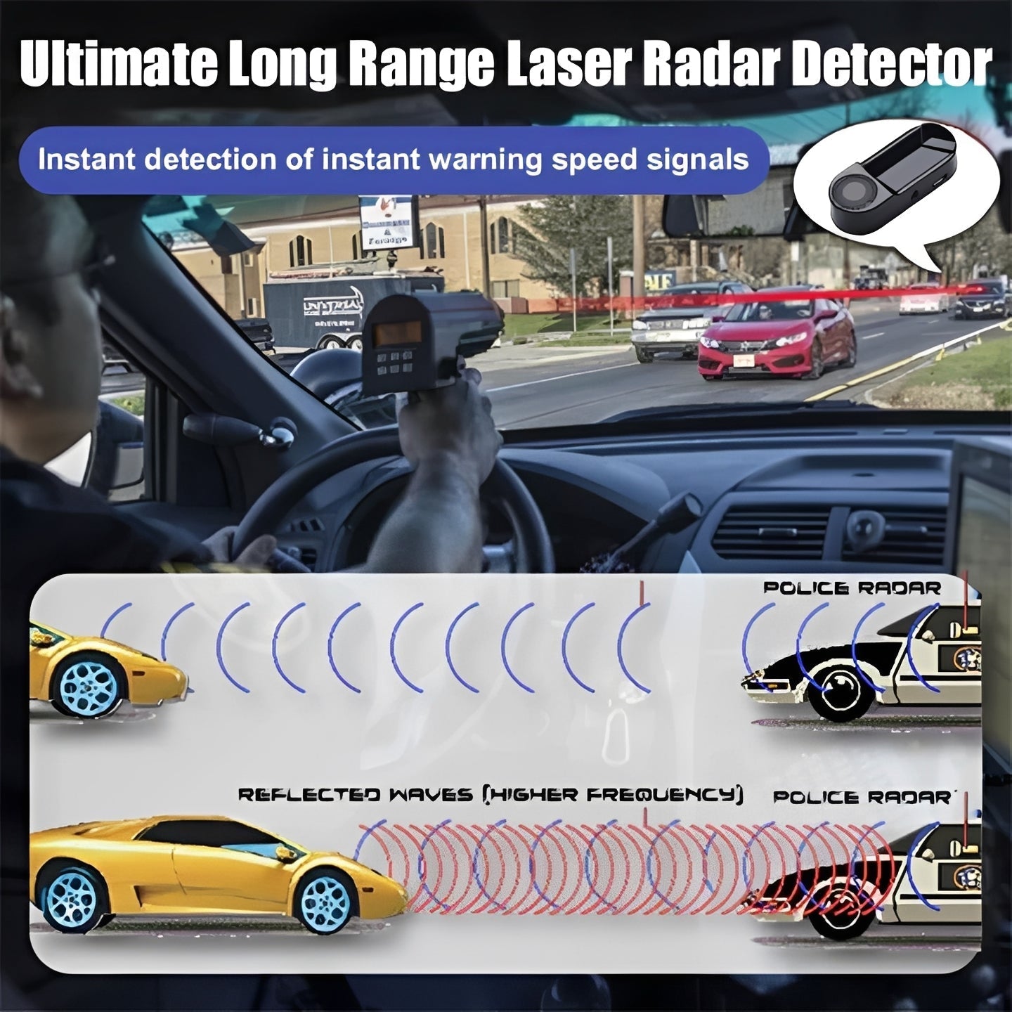 Automobilový radarový detektor s dlouhým dosahem