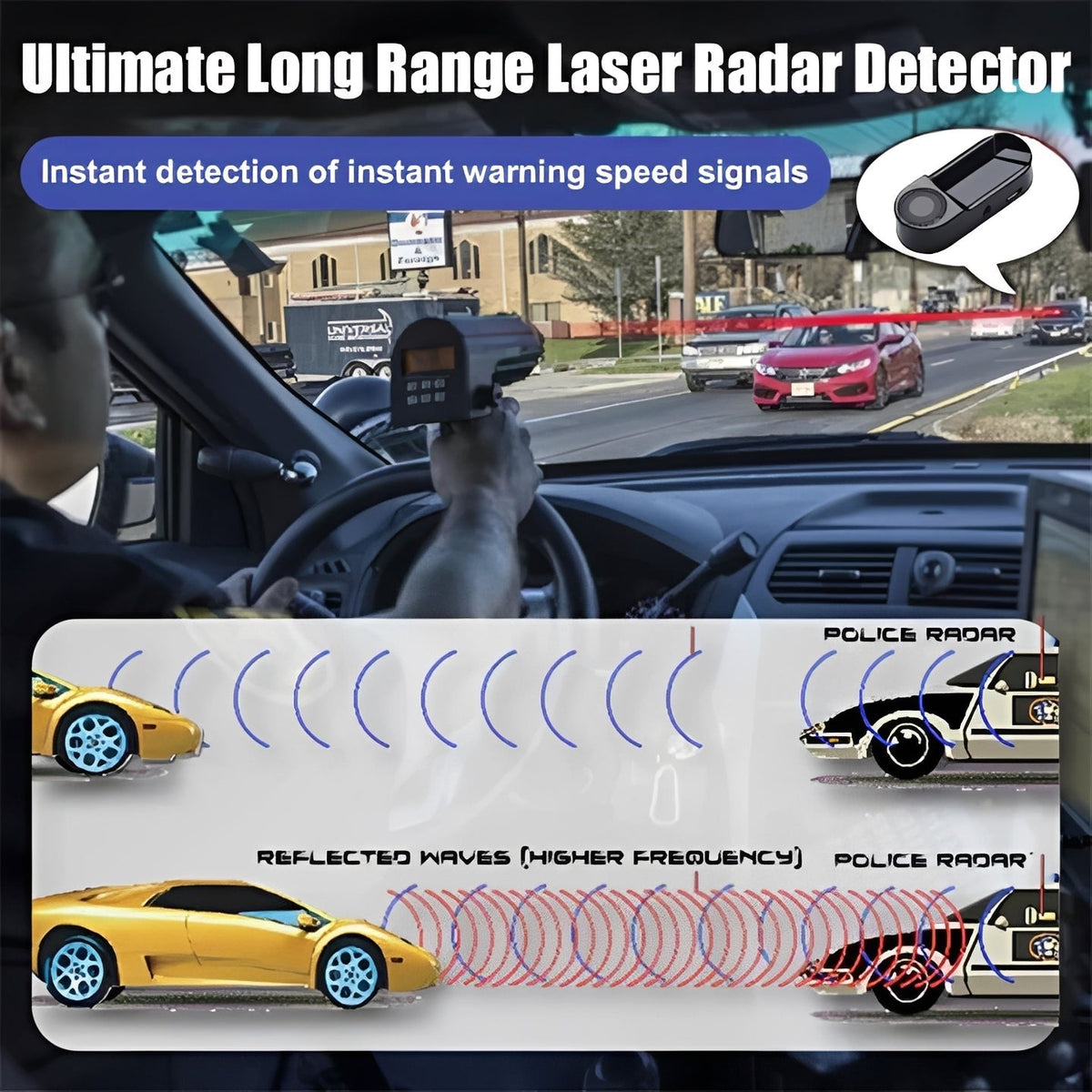 Automobilový radarový detektor s dlouhým dosahem