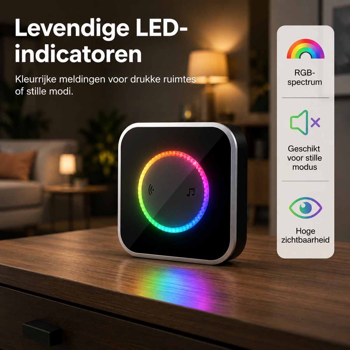 Bezdrátový domovní zvonek s 7barevným LED osvětlením