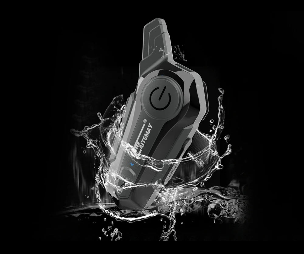 Bluetooth interkom na motocyklovou helmu - bezdrátový interkom s dosahem 1000 m, handsfree volání, kříšťálově čistý zvuk pro 2 jezdce na cesty a dobrodružství