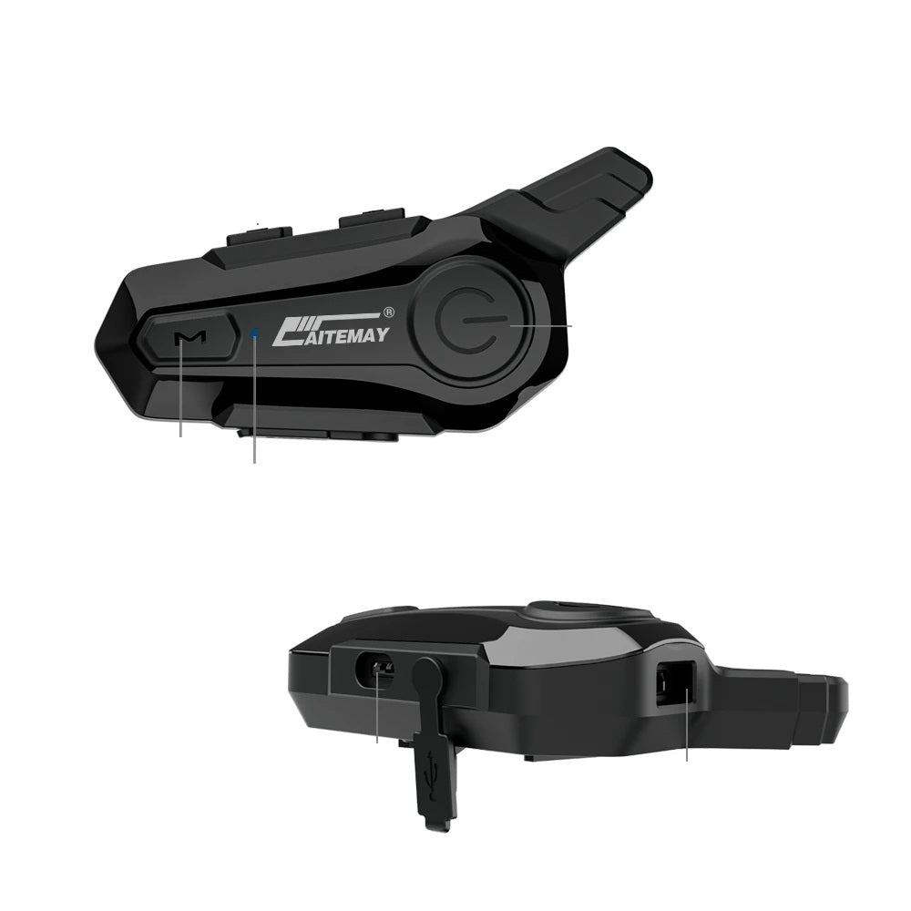 Bluetooth interkom na motocyklovou helmu - bezdrátový interkom s dosahem 1000 m, handsfree volání, kříšťálově čistý zvuk pro 2 jezdce na cesty a dobrodružství