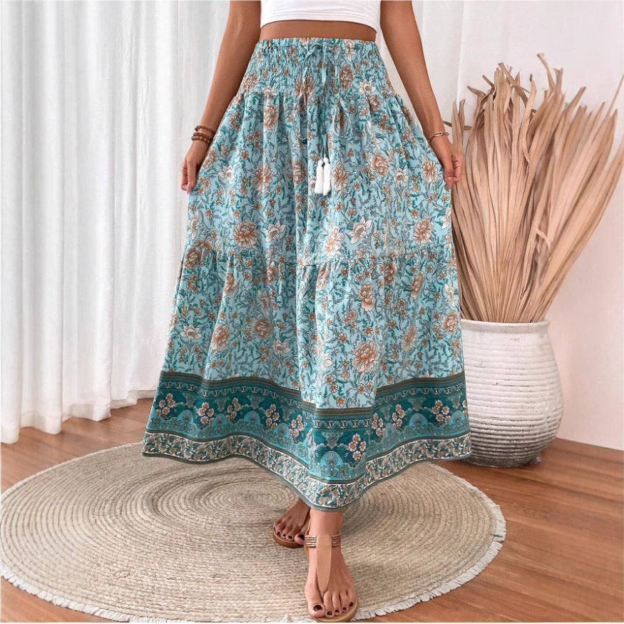 Boho dlouhá sukně z lehké směsi bavlny – podzimní edice