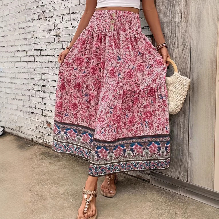 Boho dlouhá sukně z lehké směsi bavlny – podzimní edice