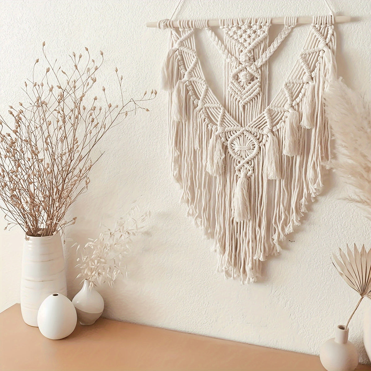 Boho makramé závěsná dekorace na zeď | Ručně tkaná tapiserie