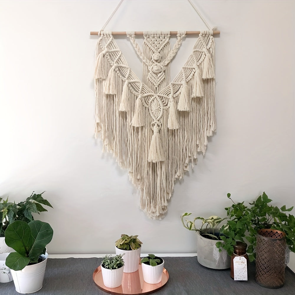 Boho makramé závěsná dekorace na zeď | Ručně tkaná tapiserie