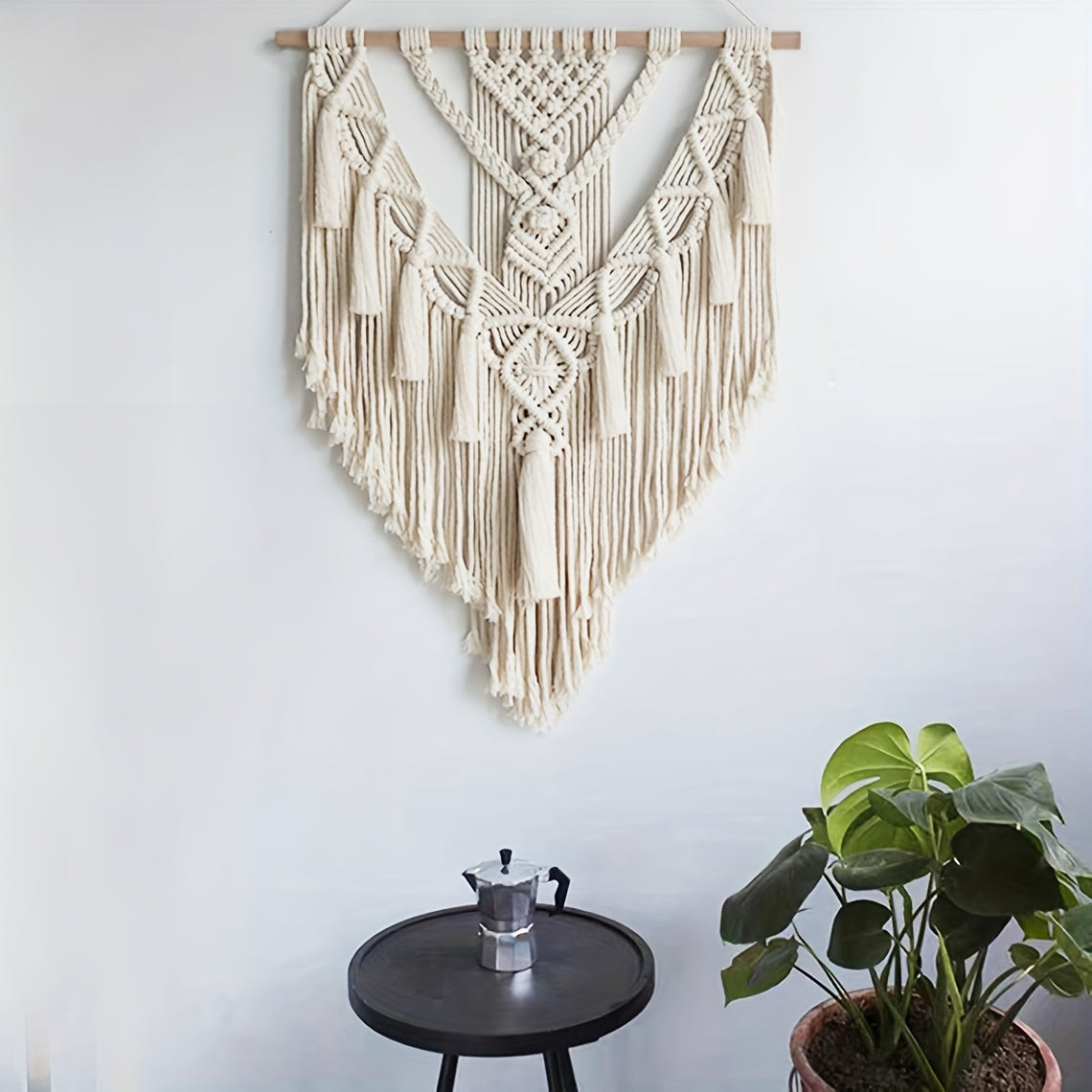 Boho makramé závěsná dekorace na zeď | Ručně tkaná tapiserie