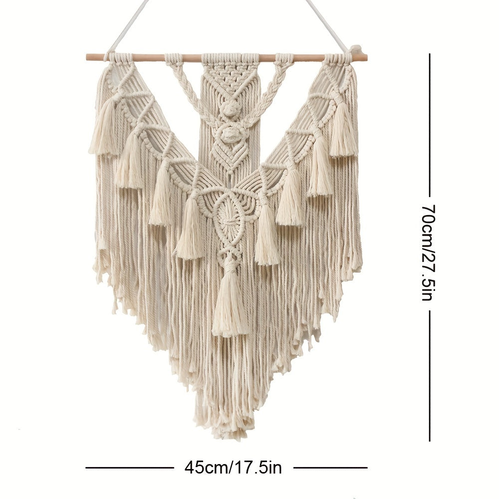 Boho makramé závěsná dekorace na zeď | Ručně tkaná tapiserie