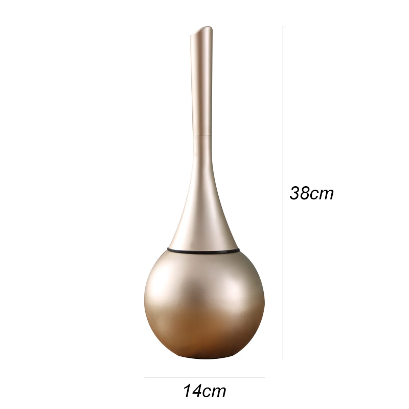 ČErno-zlatá volně stojící sada na čištění WC z ABS a nerezové oceli 40x12 cm