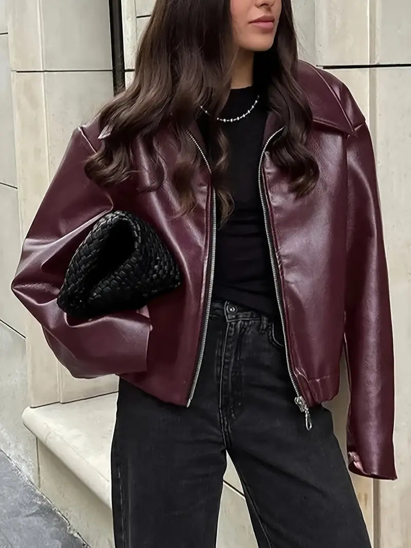 Dámská bunda bomber se zapínáním na zip ve volném střihu