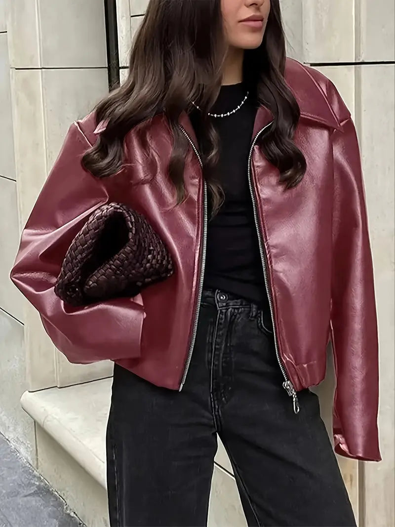 Dámská bunda bomber se zapínáním na zip ve volném střihu