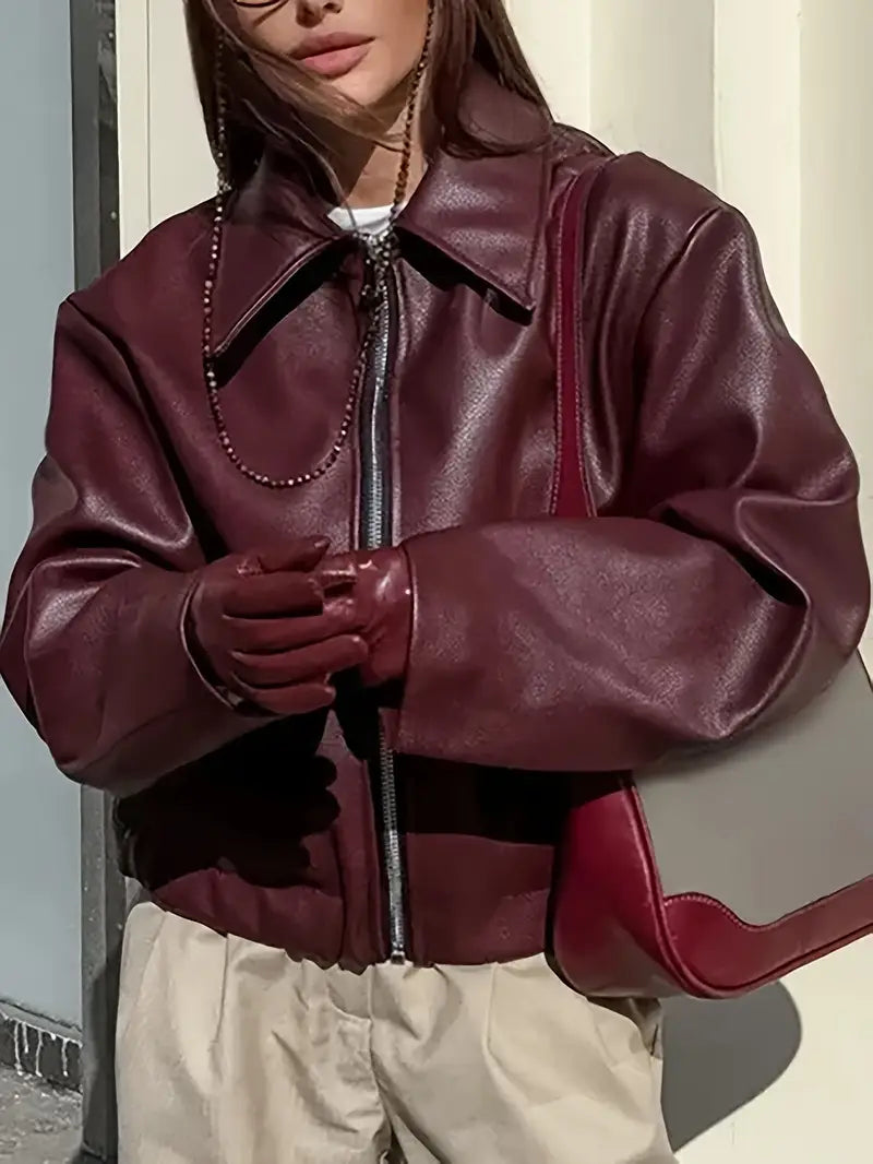 Dámská bunda bomber se zapínáním na zip ve volném střihu