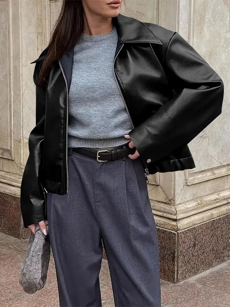 Dámská bunda bomber se zapínáním na zip ve volném střihu