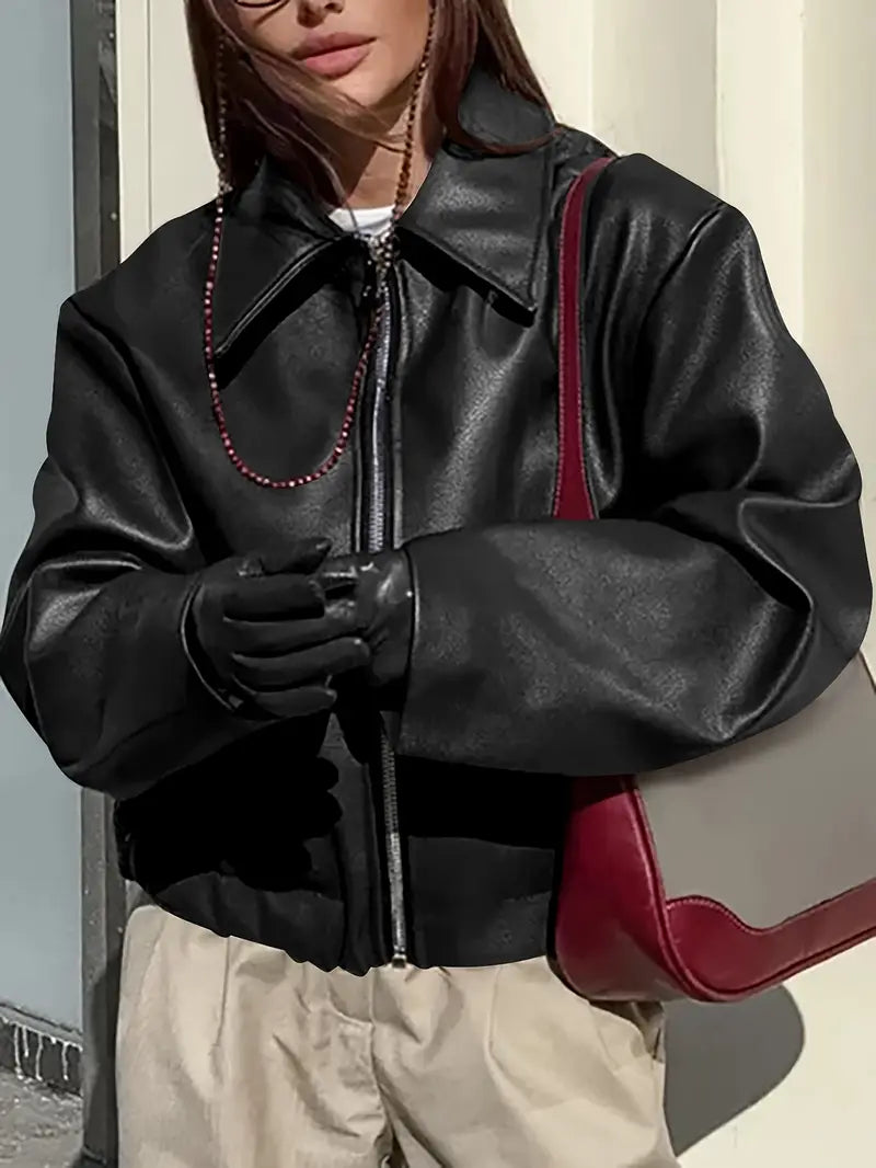 Dámská bunda bomber se zapínáním na zip ve volném střihu