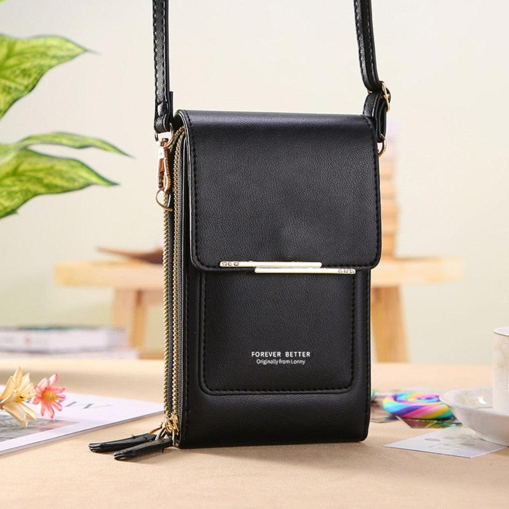 Dámská crossbody kabelka na mobil s kapsou pro dotykový displej