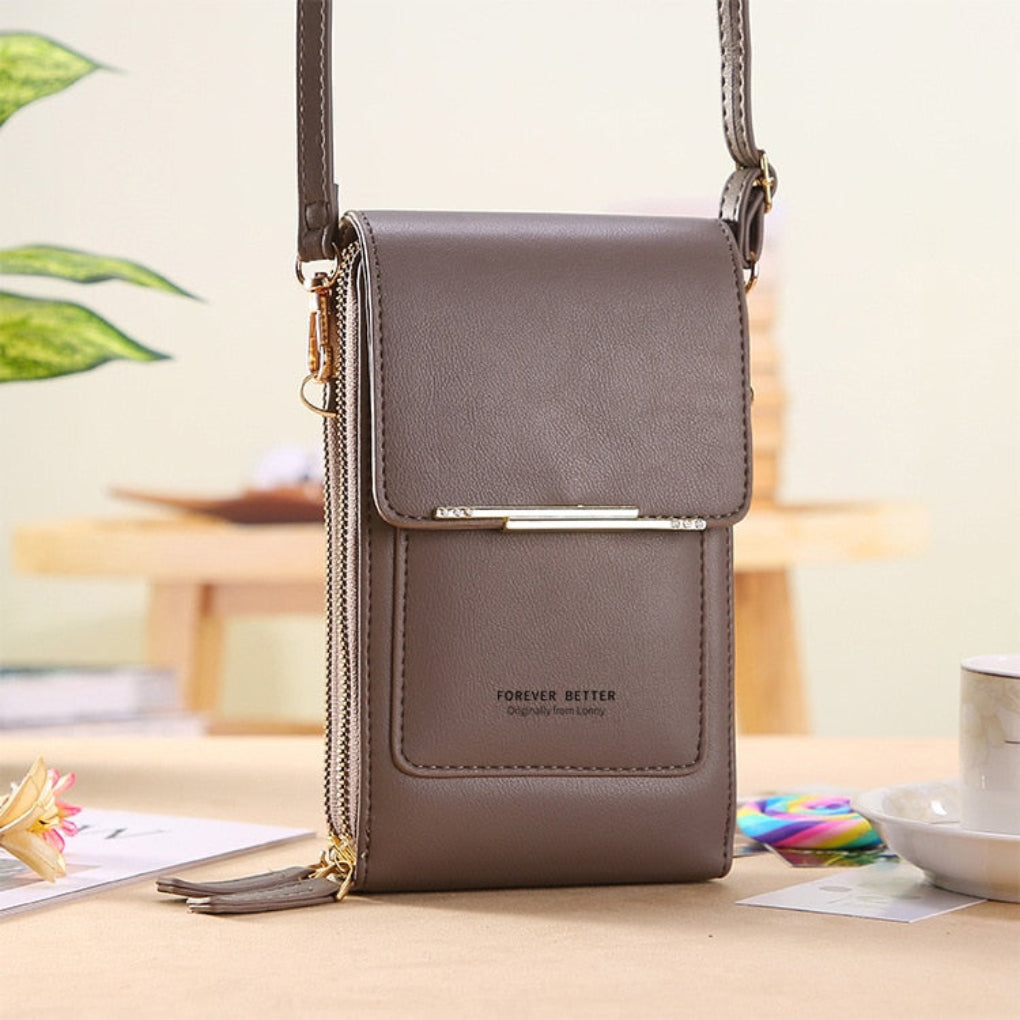 Dámská crossbody kabelka na mobil s kapsou pro dotykový displej