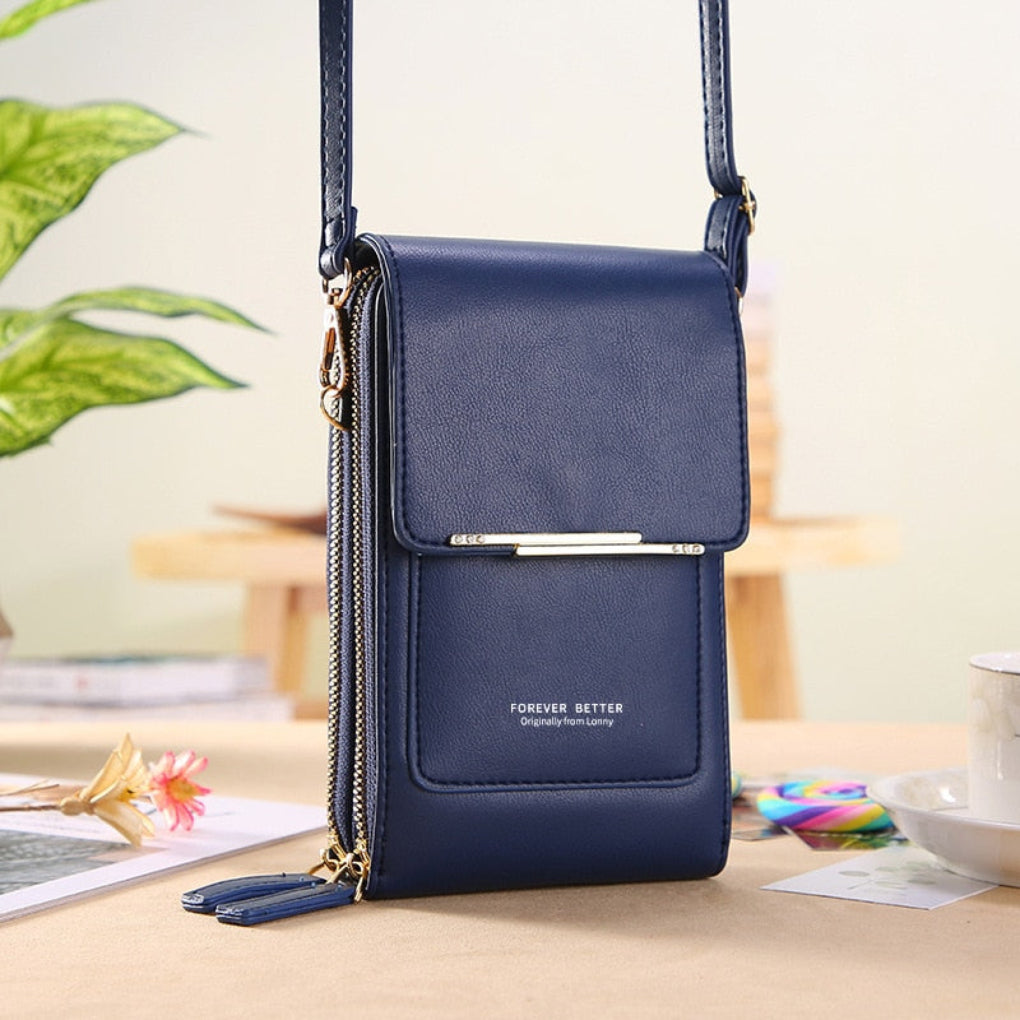 Dámská crossbody kabelka na mobil s kapsou pro dotykový displej