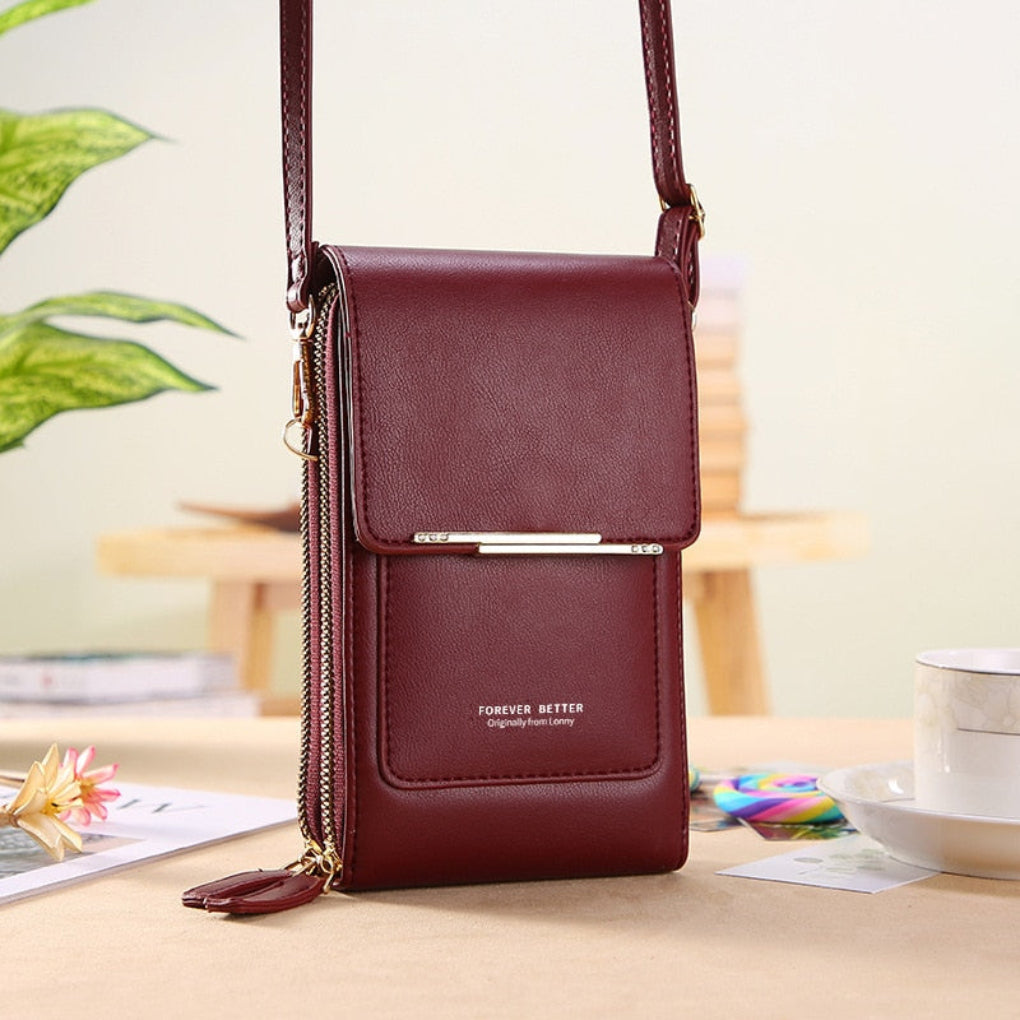 Dámská crossbody kabelka na mobil s kapsou pro dotykový displej