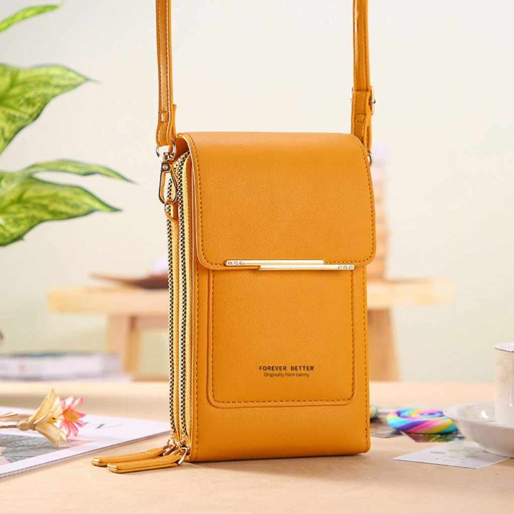 Dámská crossbody kabelka na mobil s kapsou pro dotykový displej