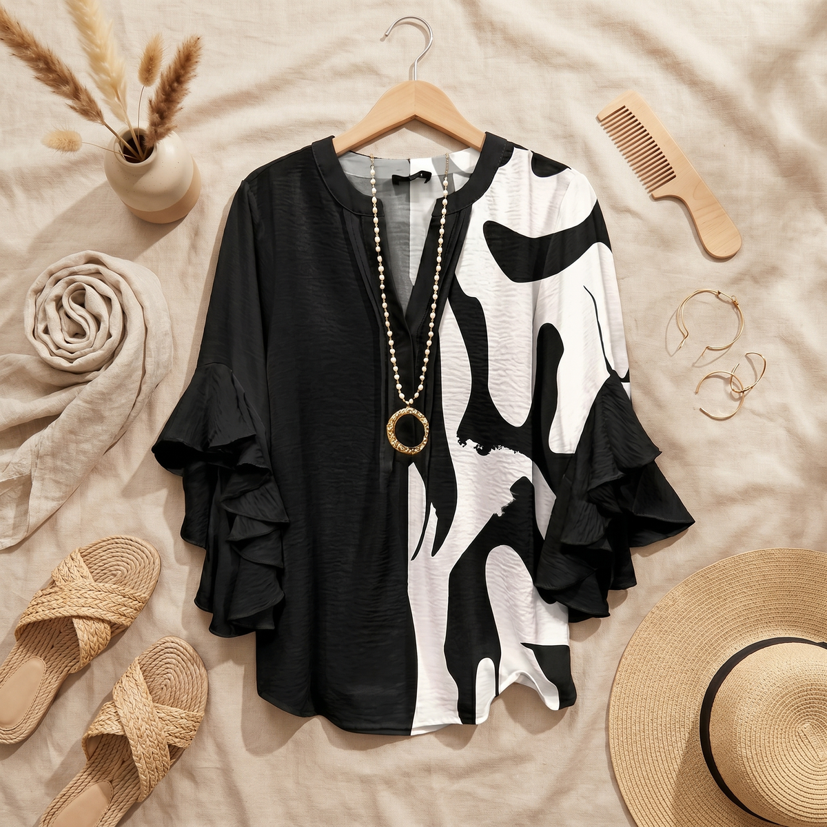Dámská lehká blůza s dlouhým rukávem | Elegantní top do kanceláře