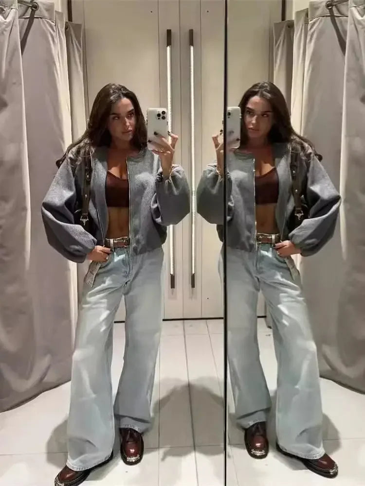 Dámská ležérní bunda typu bomber uvolněného střihu