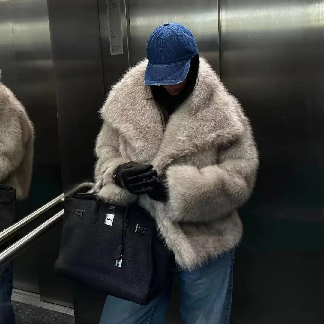 Dámská oversized kožešinová bunda