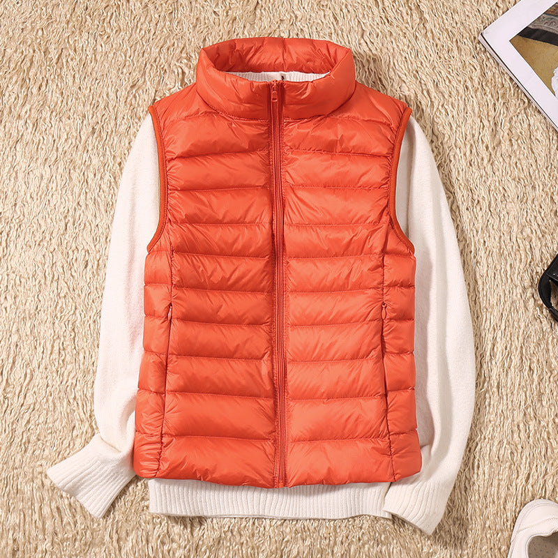 Dámská péřová mezonetová vesta – Lehoučká větruodolná vesta s bavlněným povrchem