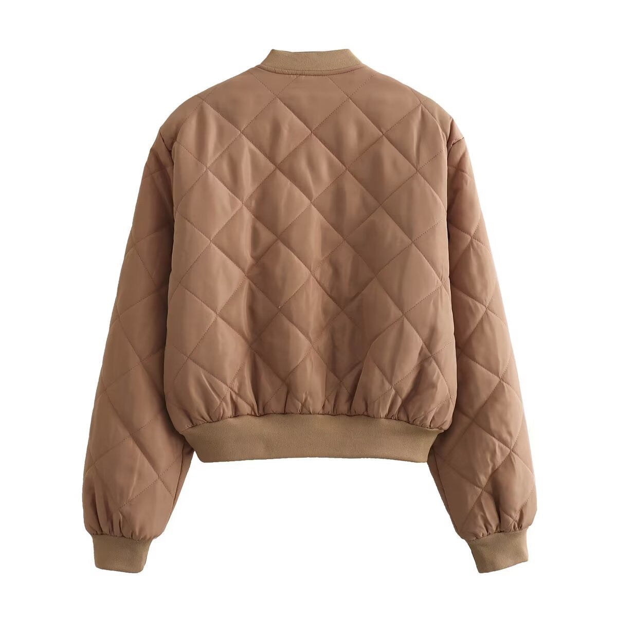 Dámská prošívaná polyesterová bunda bomber | Stylové zkrácené zimní svrchní oblečení