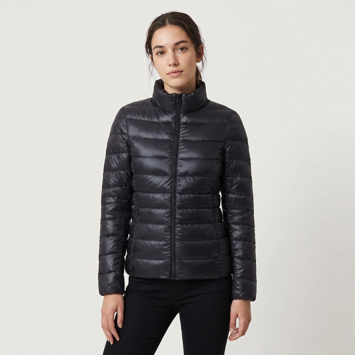 Dámská ultralehká péřová prošívaná bunda | Skladný sbalitelný zimní kabát