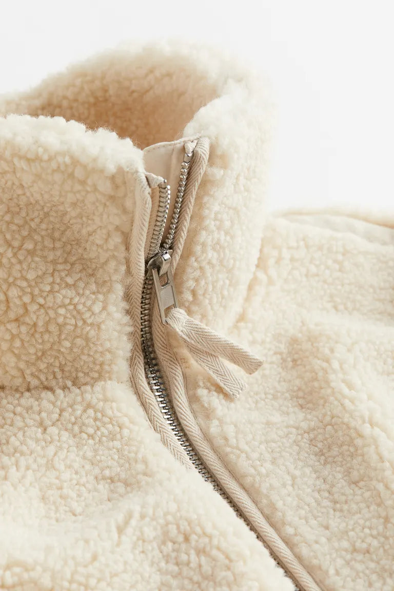 Dámská zimní bunda teddy z materiálu sherpa