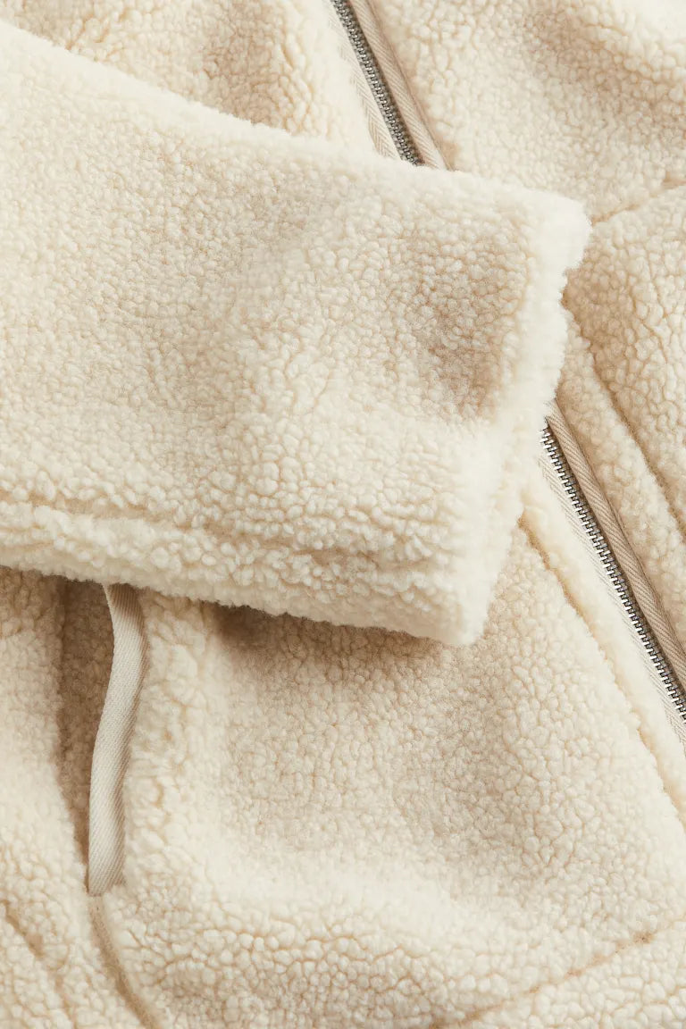 Dámská zimní bunda teddy z materiálu sherpa