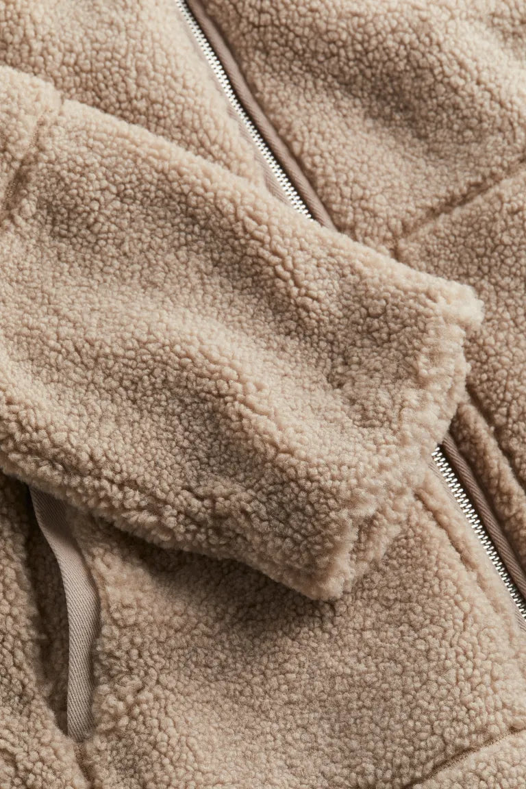 Dámská zimní bunda teddy z materiálu sherpa