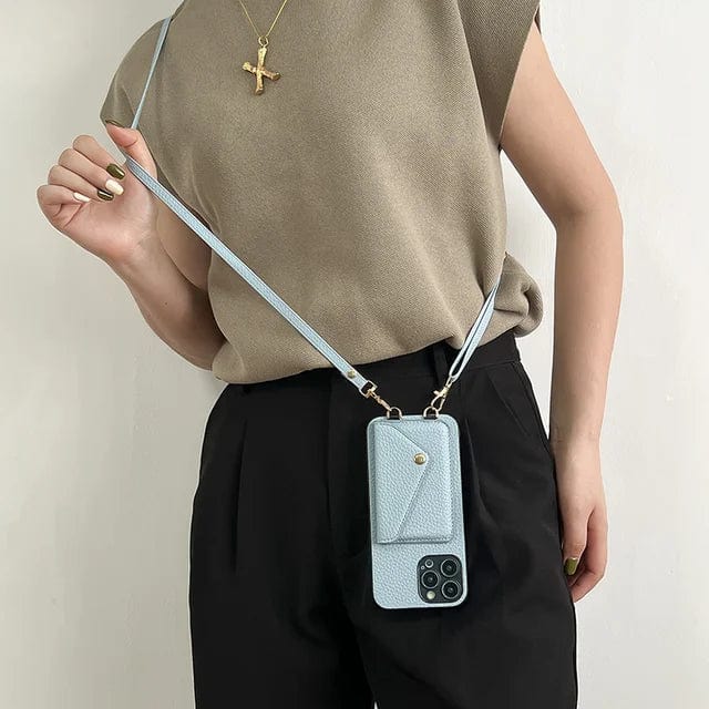 Dámské crossbody pouzdro na telefon s držákem na karty a šňůrkou