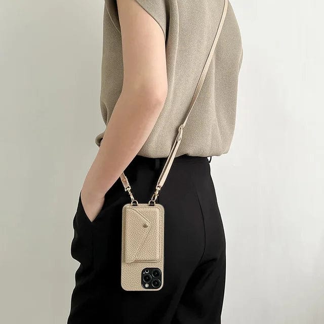 Dámské crossbody pouzdro na telefon s držákem na karty a šňůrkou