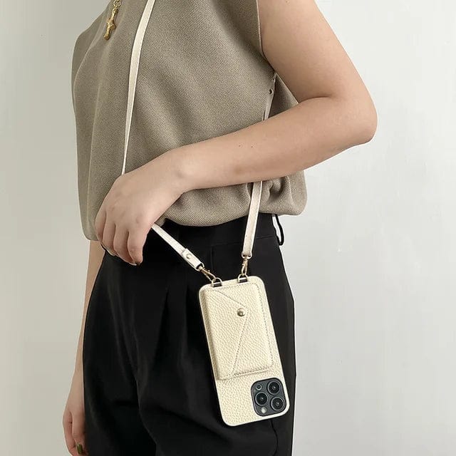 Dámské crossbody pouzdro na telefon s držákem na karty a šňůrkou