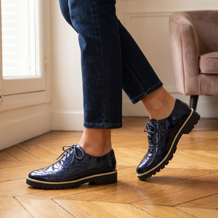 Dámské lakované polobotky Brogue | Styl Oxford | Pohodlné pro celodenní nošení
