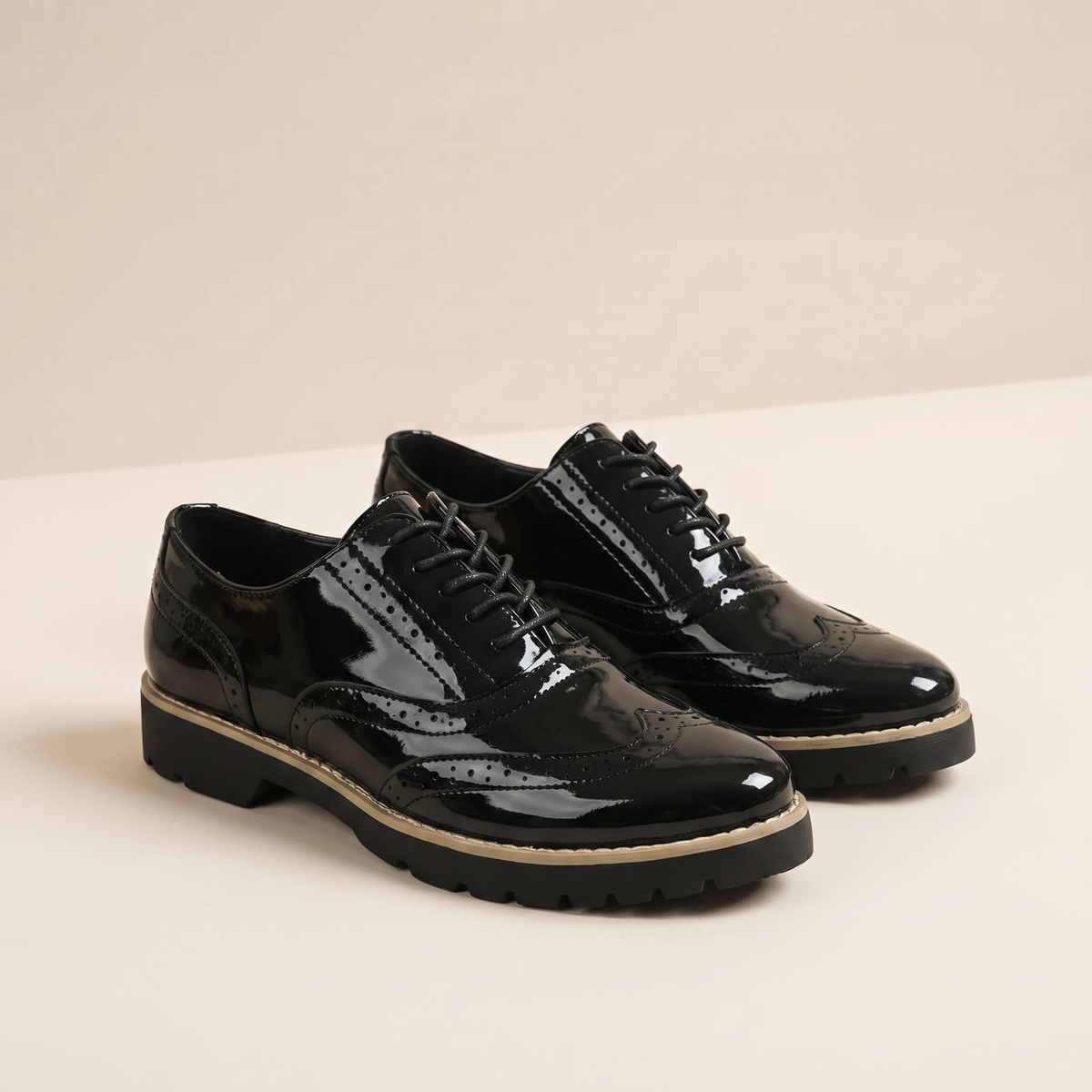 Dámské lakované polobotky Brogue | Styl Oxford | Pohodlné pro celodenní nošení