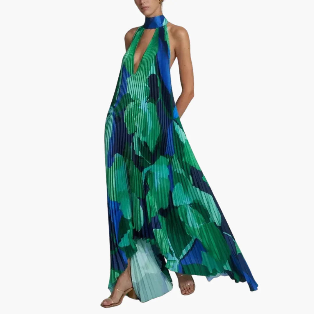 Dámské letní plisované šaty s květinovým vzorem