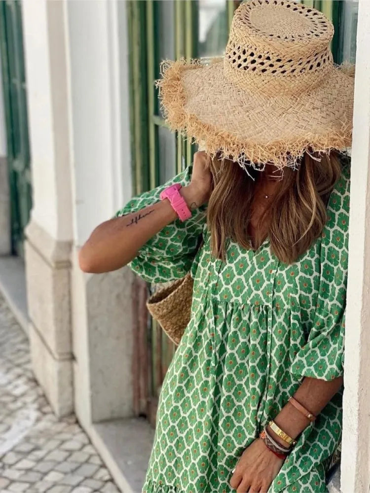 Dámské maxi šaty v boho stylu s květinovým vzorem