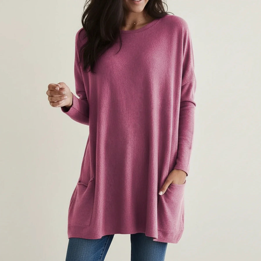 Dámské oversized svetrové šaty s kapsami