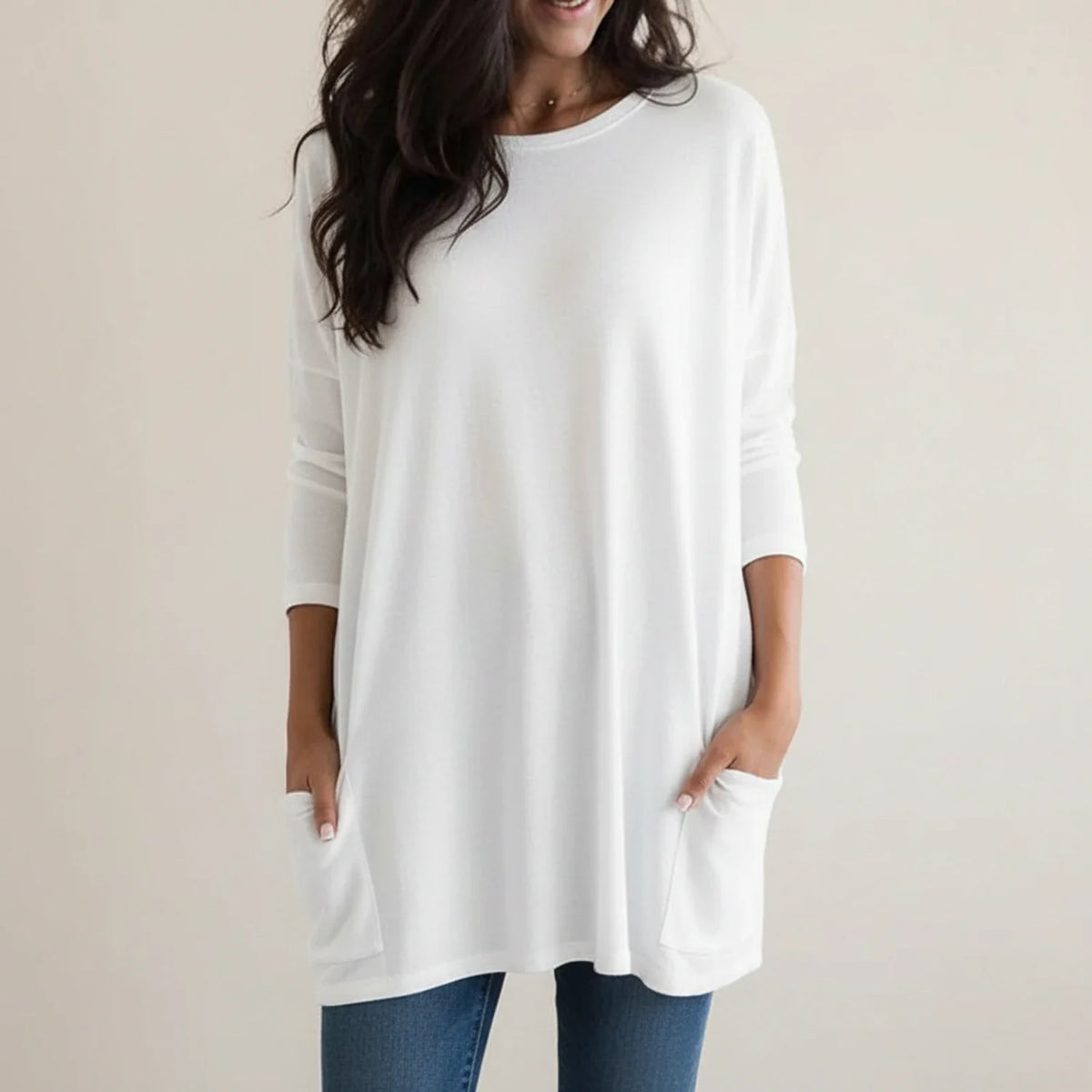 Dámské oversized svetrové šaty s kapsami