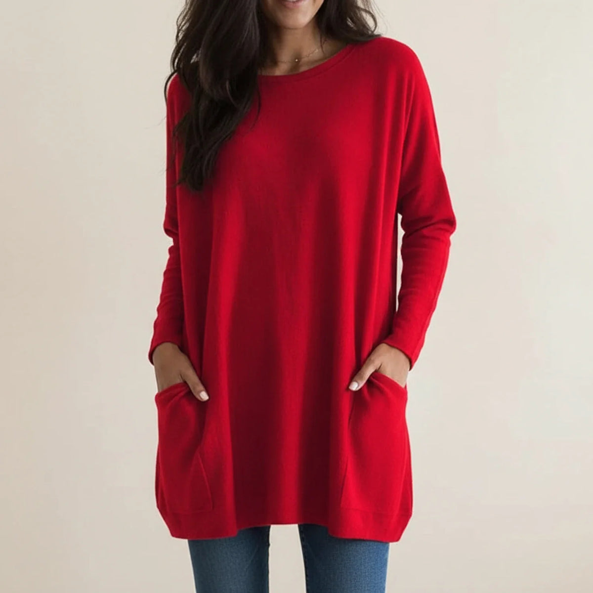 Dámské oversized svetrové šaty s kapsami