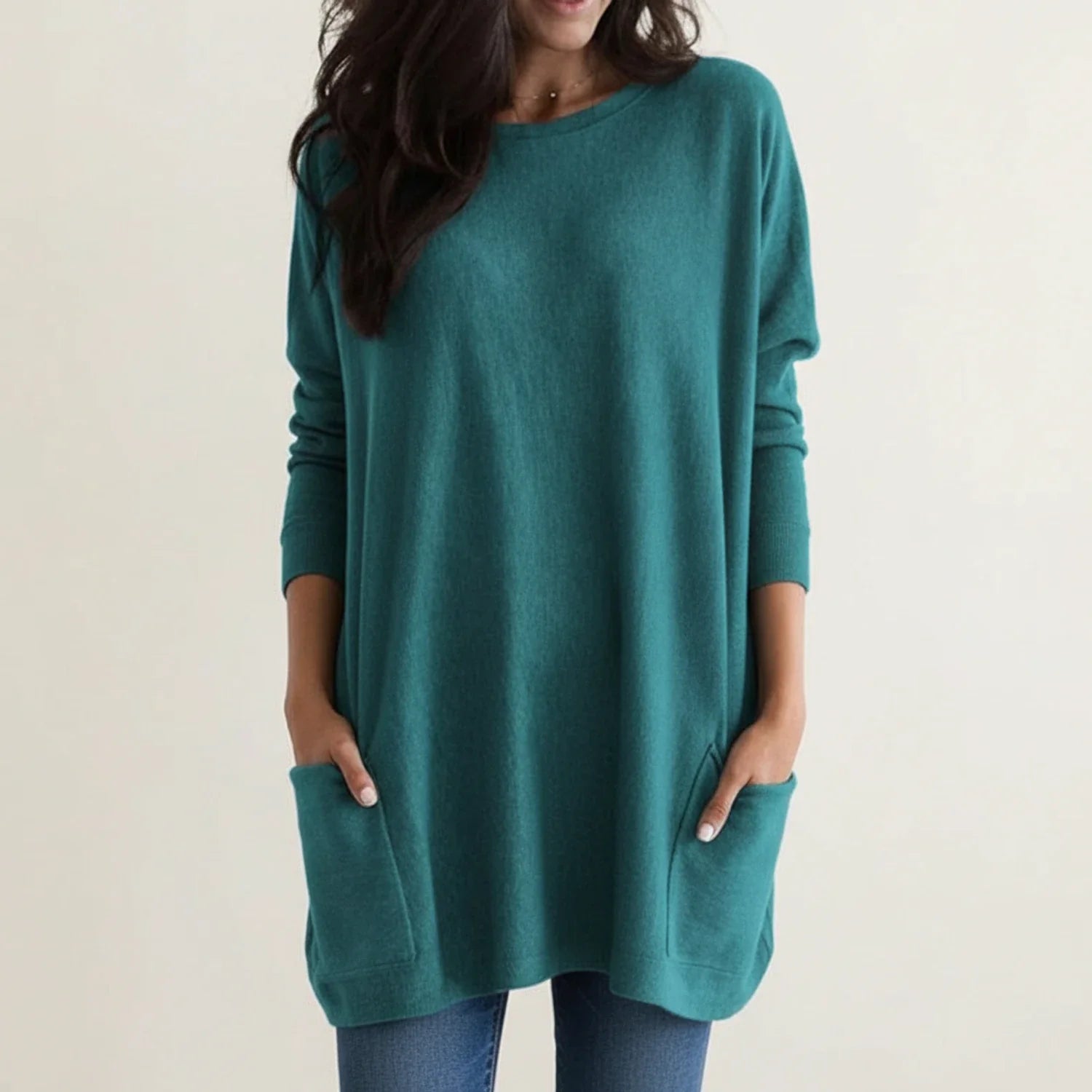 Dámské oversized svetrové šaty s kapsami