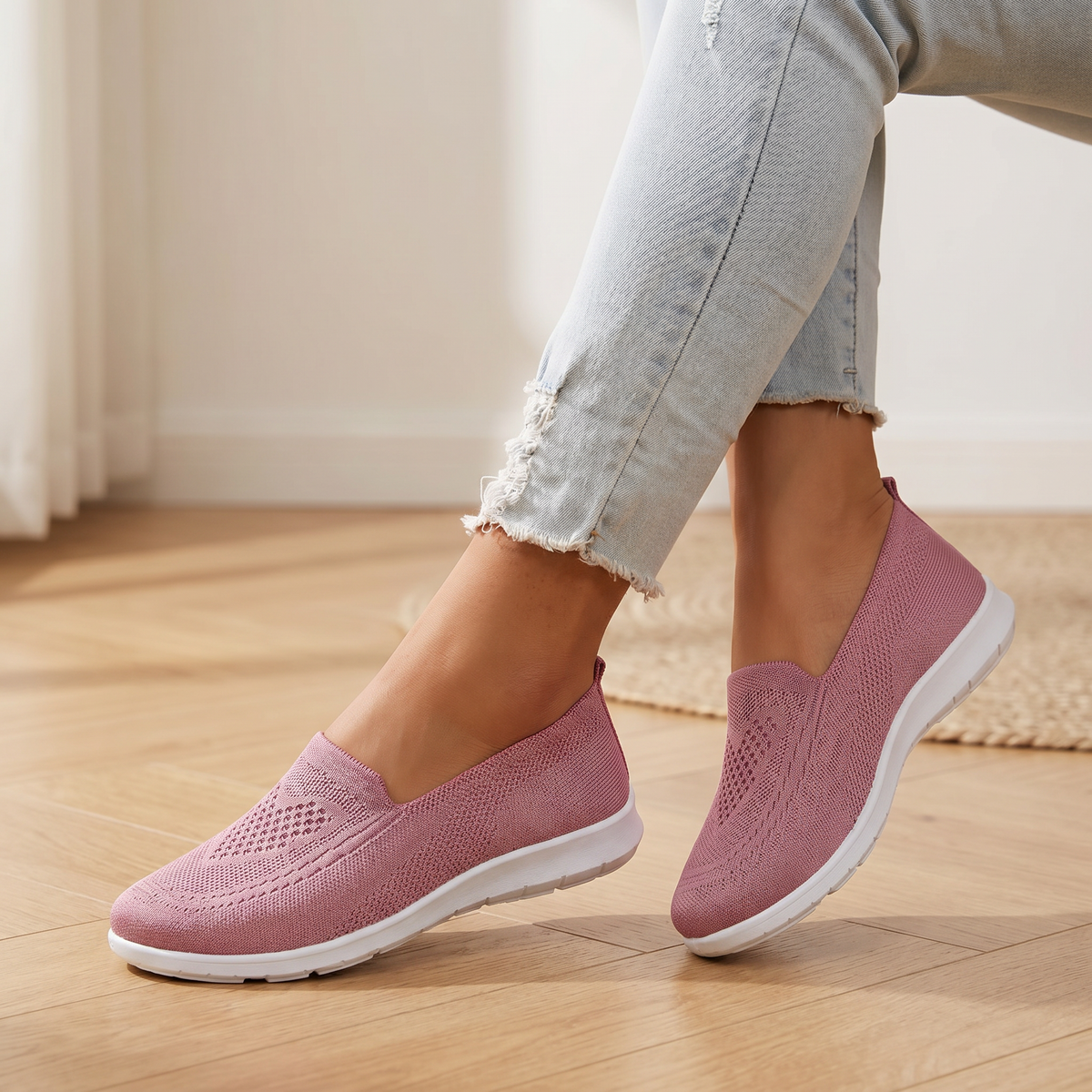Dámské pletené slip-on teniska | Prodyšná odpružená vycházková obuv
