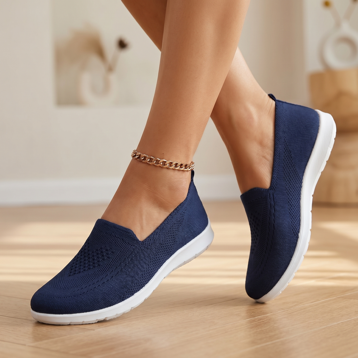 Dámské pletené slip-on teniska | Prodyšná odpružená vycházková obuv