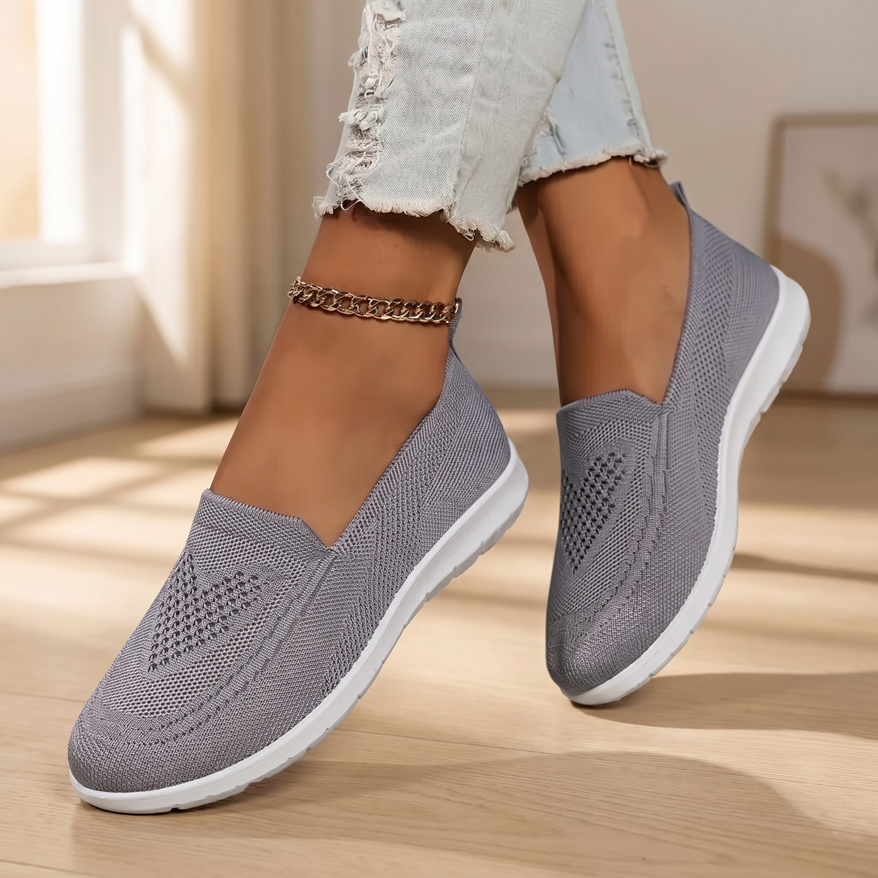 Dámské pletené slip-on teniska | Prodyšná odpružená vycházková obuv