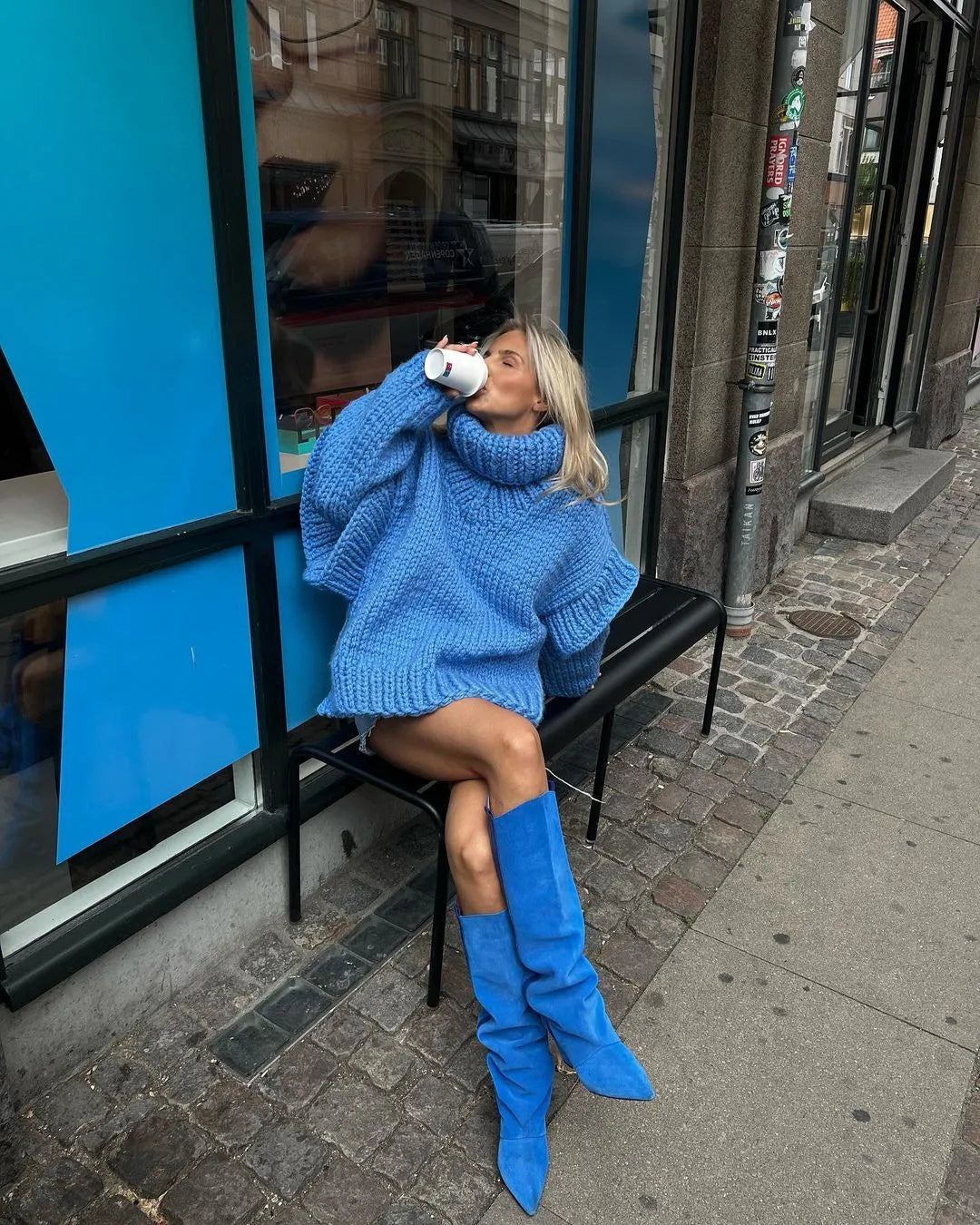 Dámské pletené svetrové šaty oversized