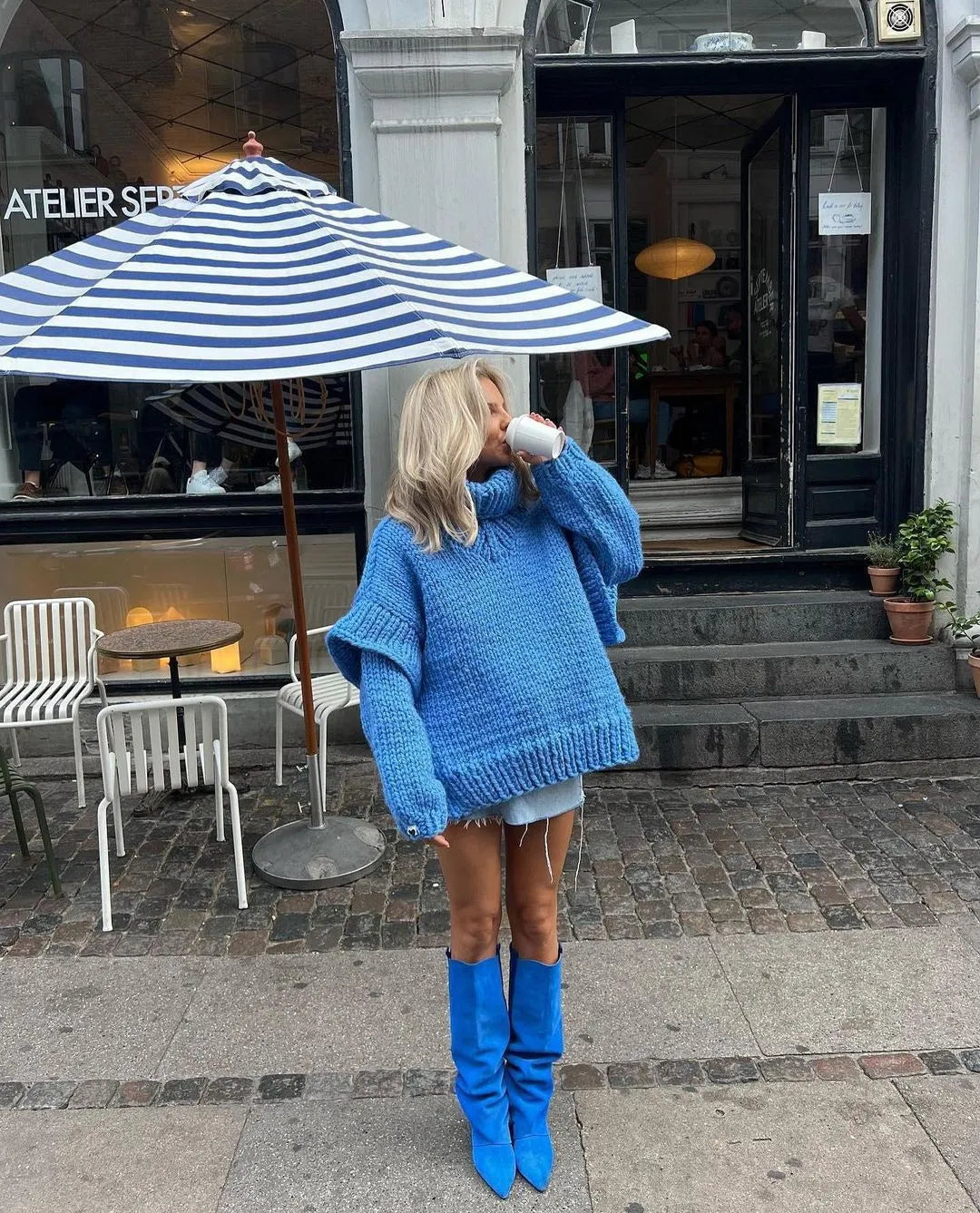 Dámské pletené svetrové šaty oversized