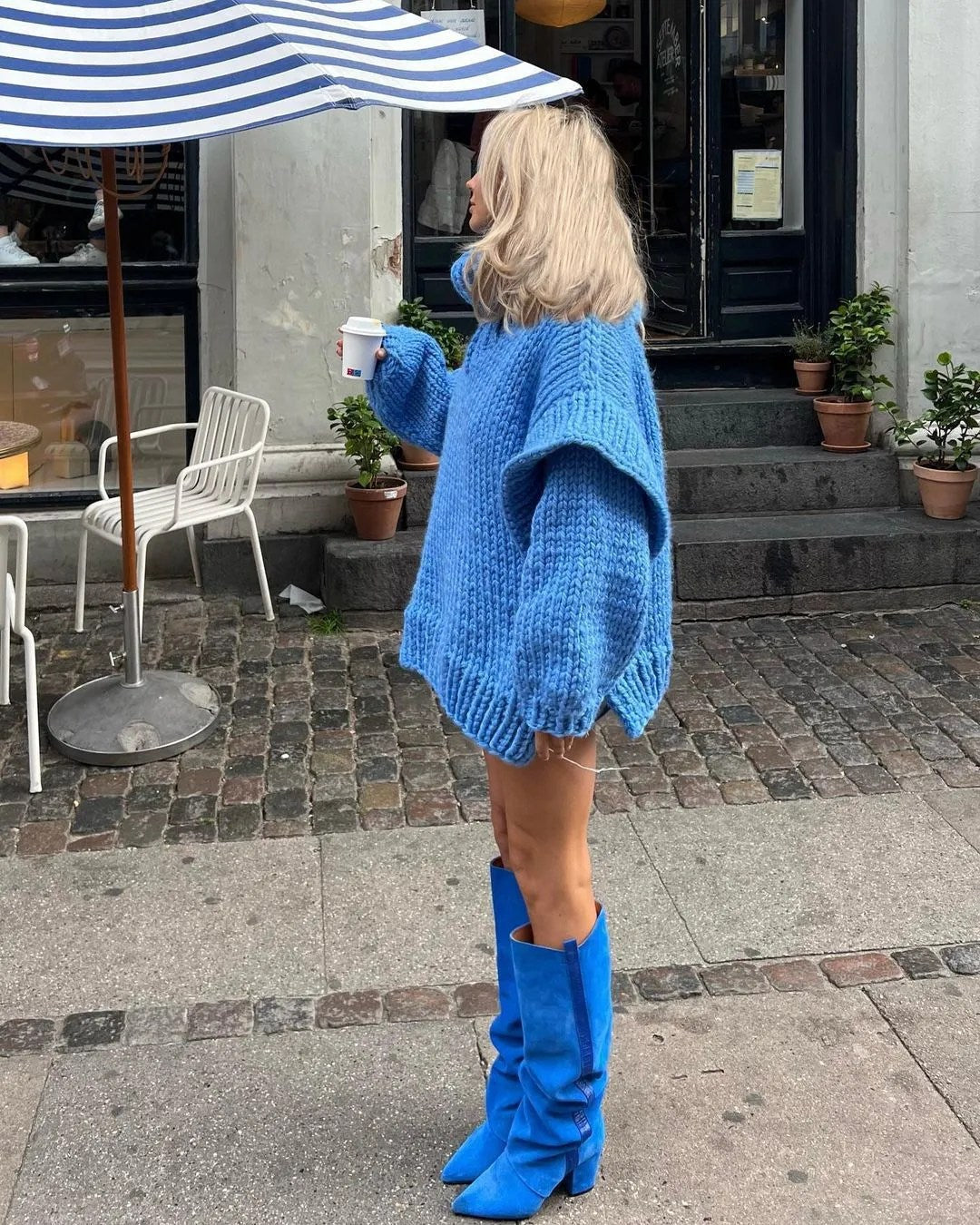 Dámské pletené svetrové šaty oversized