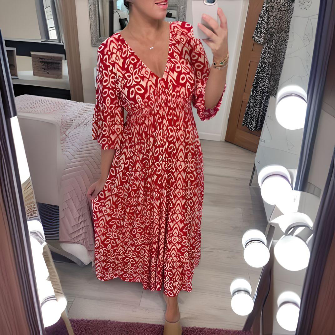 Dámské rozšiřující se šaty s boho potiskem